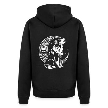 Australian Shepherd Stammes Moon Phases - Unisex Premium Bio Zip Hoodie - Schwarz - Hinten - Nico (187cm)