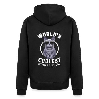 Katze Russisch Blau Geschenk - Unisex Premium Bio Zip Hoodie - Schwarz - Hinten - Nico (187cm)