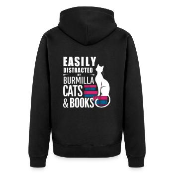 Katze Burmilla Geschenk - Unisex Premium Bio Zip Hoodie - Schwarz - Hinten - Nico (187cm)