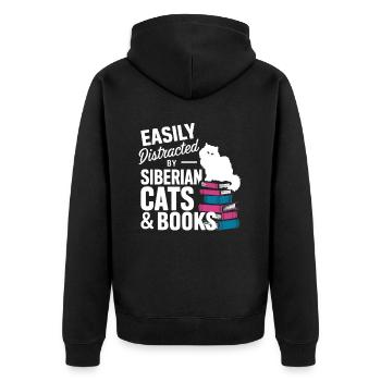 Katze Sibirische Geschenk - Unisex Premium Bio Zip Hoodie - Schwarz - Hinten - Nico (187cm)