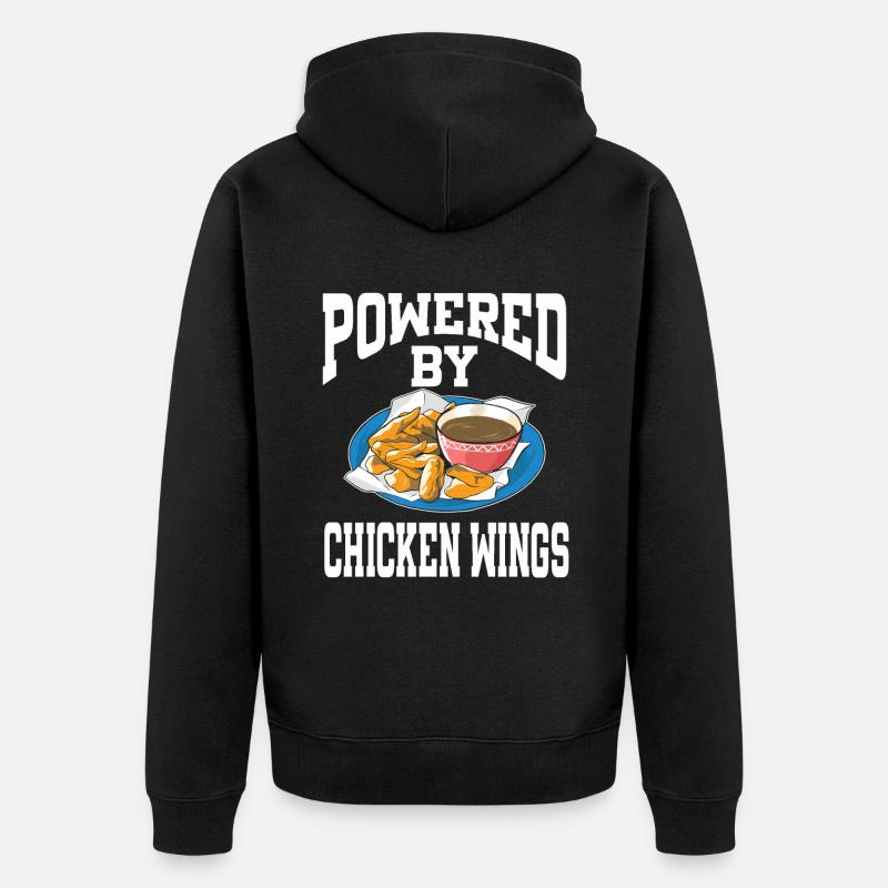 Powered By Chicken Wings - Unisex Premium Bio Zip Hoodie - Schwarz