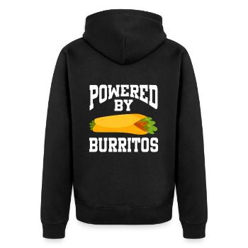 Powered By Burritos - Unisex Premium Organic Zip Hoodie - black - Back - Nico (187cm)