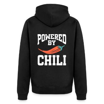 Powered By Chili - Unisex Premium Organic Zip Hoodie - black - Back - Nico (187cm)
