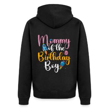 Birthday Girl's Mother Space Astronauts - Unisex Premium Organic Zip Hoodie - black - Back - Nico (187cm)