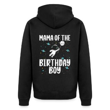 Birthday Girl's Mother Space Astronauts - Unisex Premium Organic Zip Hoodie - black - Back - Nico (187cm)