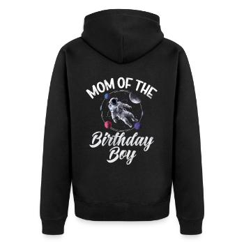 Birthday Girl's Mother Space Astronauts - Unisex Premium Organic Zip Hoodie - black - Back - Nico (187cm)