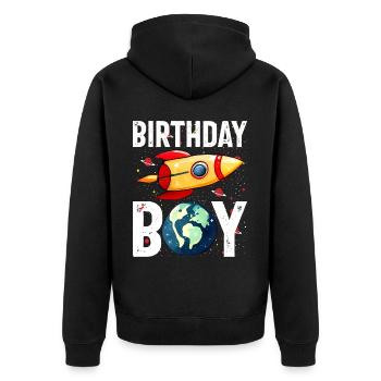 Birthday Boy Astronaut Space Theme Birthday - Unisex Premium Organic Zip Hoodie - black - Back - Nico (187cm)