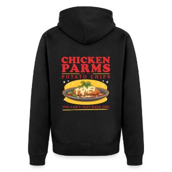 Chicken Parmesan Chicken Parm Geschenke - Unisex Premium Bio Zip Hoodie - Schwarz - Hinten - Nico (187cm)
