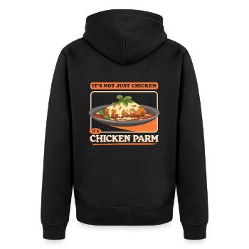 Chicken Parm | Chicken Parmesan Geschenk - Unisex Premium Bio Zip Hoodie - Schwarz - Hinten - Nico (187cm)