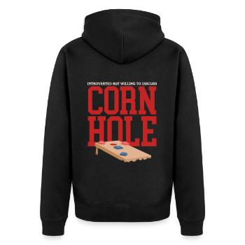 Joueur de cornhole | Cadeau de sac de haricots à trou aveugle - Veste à capuche bio Premium Unisexe - noir - Dos - Nico (187cm)