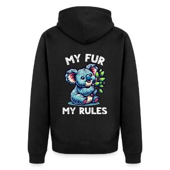 Funny Koala Sayings - Unisex Premium Organic Zip Hoodie - black - Back - Nico (187cm)