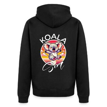 Koala Girl - Unisex Premium Bio Zip Hoodie - Schwarz - Hinten - Nico (187cm)
