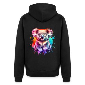 Koala - Unisex Premium Bio Zip Hoodie - Schwarz - Hinten - Nico (187cm)