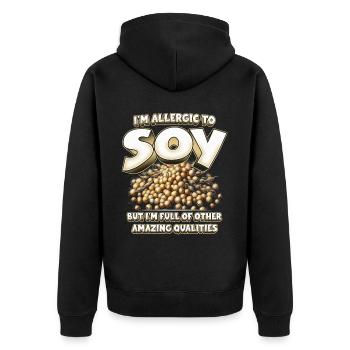 Soy allergy - Unisex Premium Organic Zip Hoodie - black - Back - Nico (187cm)