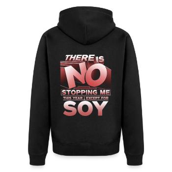 Soy allergy - Unisex Premium Organic Zip Hoodie - black - Back - Nico (187cm)