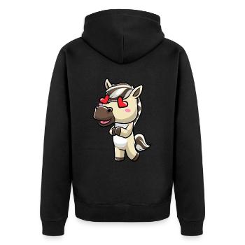 Fjordpferd Kawaii Emoticon - Unisex Premium Bio Zip Hoodie - Schwarz - Hinten - Nico (187cm)
