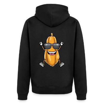 Papaya Tanzen - Unisex Premium Bio Zip Hoodie - Schwarz - Hinten - Nico (187cm)