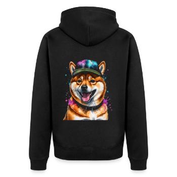 Shiba Inu Snapback Cap Chien Drôle Design Print - Veste à capuche bio Premium Unisexe - noir - Dos - Nico (187cm)