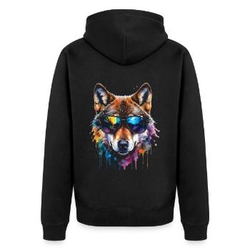 Lunettes de soleil loup imprimé animal coloré - Veste à capuche bio Premium Unisexe - noir - Dos - Nico (187cm)