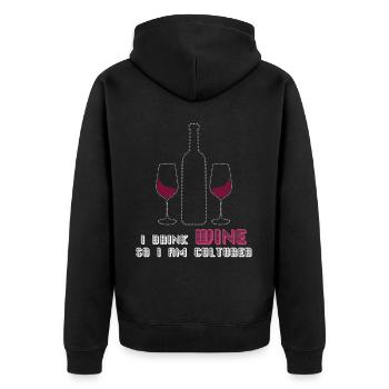 Vino Wine Drinker Wine Glass - Unisex Premium Bio Zip Hoodie - Schwarz - Hinten - Nico (187cm)