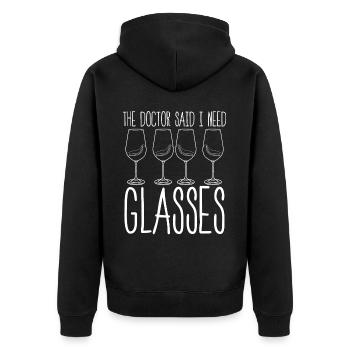 Wine Glass Vino Wine Drinker - Unisex Premium Organic Zip Hoodie - black - Back - Nico (187cm)