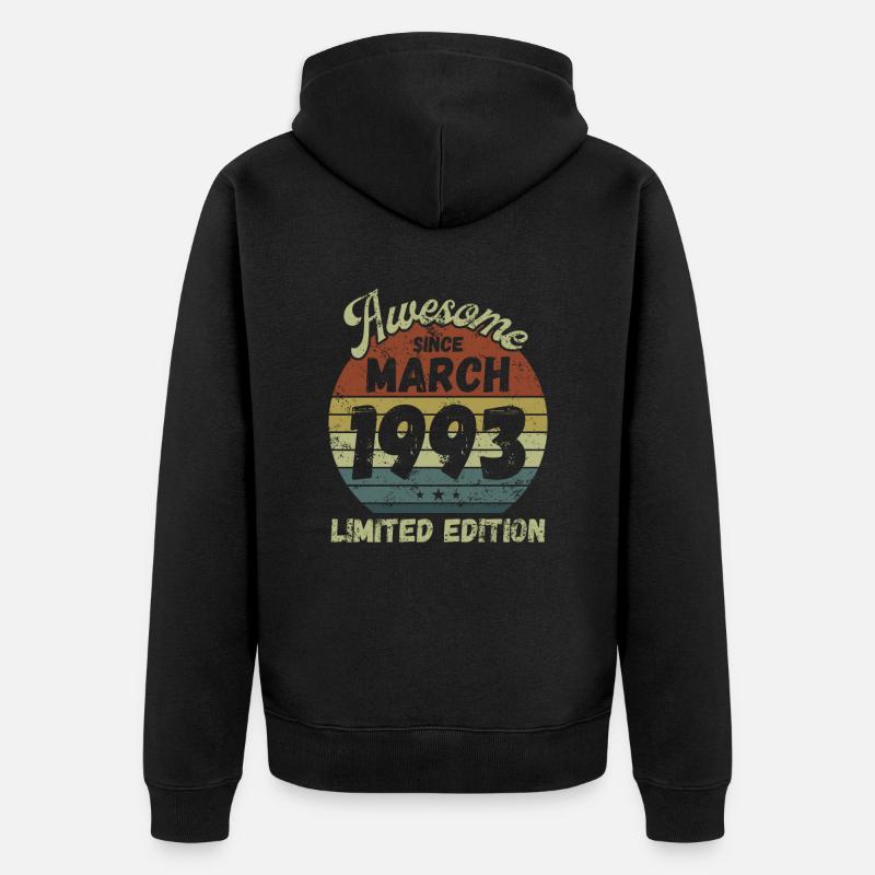 Génial depuis mars 1993 - Anniversaire - Veste à capuche bio Premium Unisexe - noir