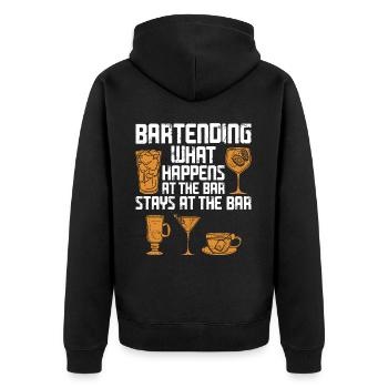 Bartender Mixologist Bartending - Unisex Premium Bio Zip Hoodie - Schwarz - Hinten - Nico (187cm)
