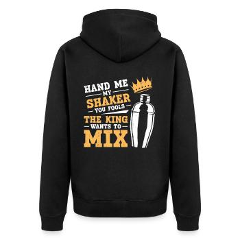Bartender Mixologist King Hand Me - Unisex Premium Bio Zip Hoodie - Schwarz - Hinten - Nico (187cm)