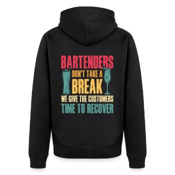 Bartender Mixologist Bartenders - Unisex Premium Bio Zip Hoodie - Schwarz - Hinten - Nico (187cm)