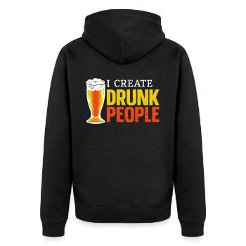 Bartender Mixologist I Create - Unisex Premium Bio Zip Hoodie - Schwarz - Hinten - Nico (187cm)