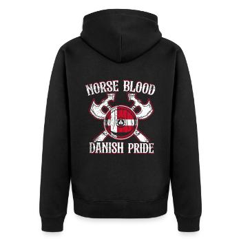 Danemark : Nordic Blood - Danish Pride - Veste à capuche bio Premium Unisexe - noir - Dos - Nico (187cm)