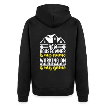 Pendaison de crémaillère des propriétaires - Veste à capuche bio Premium Unisexe - noir - Dos - Nico (187cm)