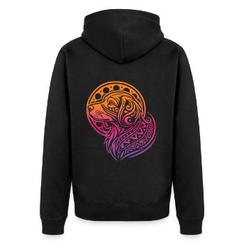 Brittany Spaniel Stammes Moon Phases - Unisex Premium Bio Zip Hoodie - Schwarz - Hinten - Nico (187cm)