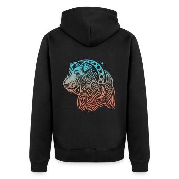 Airedale Terrier Stammes Moon Phases - Unisex Premium Bio Zip Hoodie - Schwarz - Hinten - Nico (187cm)