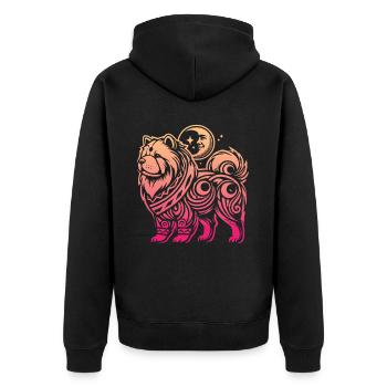 Chow Chow Stammes Moon Phases - Unisex Premium Bio Zip Hoodie - Schwarz - Hinten - Nico (187cm)