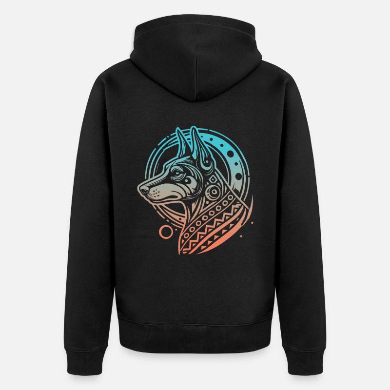 Dobermann Stammes Moon Phases - Unisex Premium Bio Zip Hoodie - Schwarz