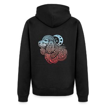 Cocker Spaniel Stammes Moon Phases - Unisex Premium Bio Zip Hoodie - Schwarz - Hinten - Nico (187cm)