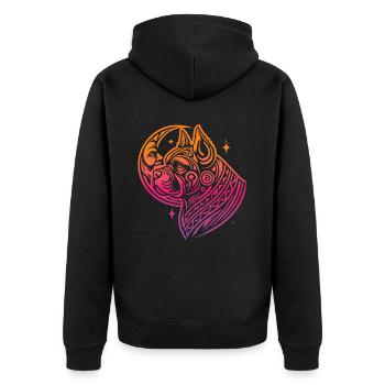 Cane Corso Stammes Moon Phases - Unisex Premium Bio Zip Hoodie - Schwarz - Hinten - Nico (187cm)