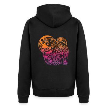 Berner Sennenhund Stammes Moon Phases - Unisex Premium Bio Zip Hoodie - Schwarz - Hinten - Nico (187cm)