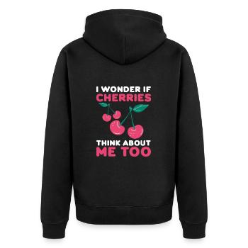 Cerisier Cerisier Fleur de cerisier Fruit Cadeau - Veste à capuche bio Premium Unisexe - noir - Dos - Nico (187cm)