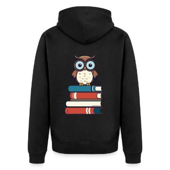 Livres hibou mignon livre illustration - Veste à capuche bio Premium Unisexe - noir - Dos - Nico (187cm)