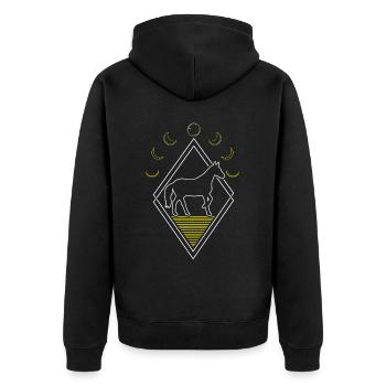 Horse Equestrian Abstract Moon Phases - Unisex Premium Organic Zip Hoodie - black - Back - Nico (187cm)