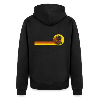 BBQ Barbecue Vintage 70er 80er Jahre grillen - Unisex Premium Bio Zip Hoodie - Schwarz - Hinten - Nico (187cm)