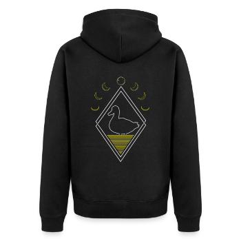 Duck Abstract Moon Phases - Unisex Premium Organic Zip Hoodie - black - Back - Nico (187cm)