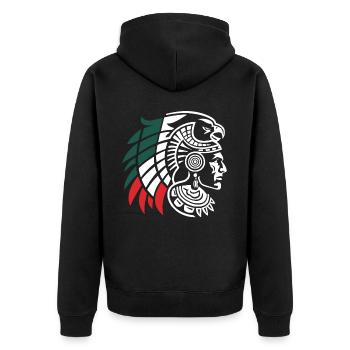 Aztec Warrior Indigenous Mexican Aztec Jaguar - Unisex Premium Organic Zip Hoodie - black - Back - Nico (187cm)