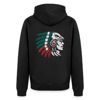 Aztec Warrior Indigenous Mexican Aztec Jaguar - Unisex Premium Organic Zip Hoodie - black - Back - Nico (187cm)