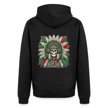 Aztec Warrior Indigenous Mexican Aztec Jaguar - Unisex Premium Organic Zip Hoodie - black - Back - Nico (187cm)