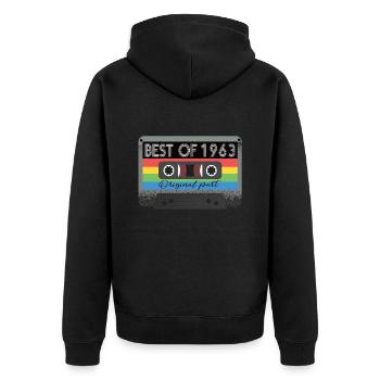 Best Of 1963 Vintage Kassette Retro Geburtstag - Unisex Premium Bio Zip Hoodie - Schwarz - Hinten - Nico (187cm)