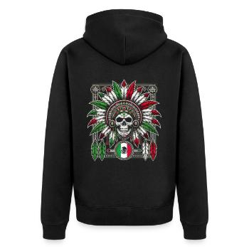 Aztec Warrior Indigenous Mexican Aztec Jaguar - Unisex Premium Organic Zip Hoodie - black - Back - Nico (187cm)