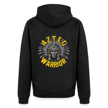 Aztec Warrior Indigenous Mexican Aztec Jaguar - Unisex Premium Organic Zip Hoodie - black - Back - Nico (187cm)